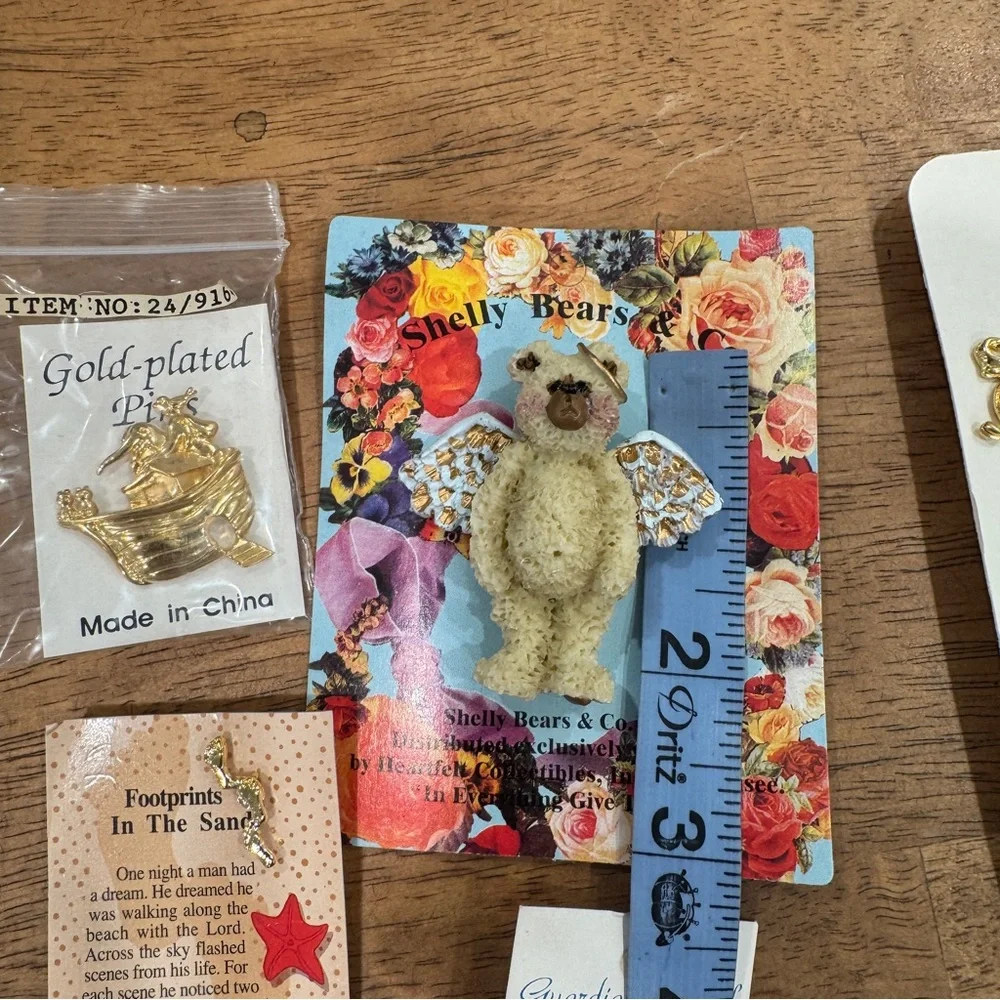 Vintage Lot of Guardian Angel Pins Good Luck Christian Prayer Pinback New